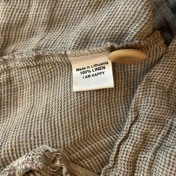 FLAX Size M Grey Button-Front Jacket Linen Pockets V-Neck - Picture 12 of 13